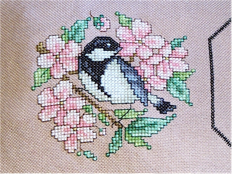 Bird and cherry blossoms left side