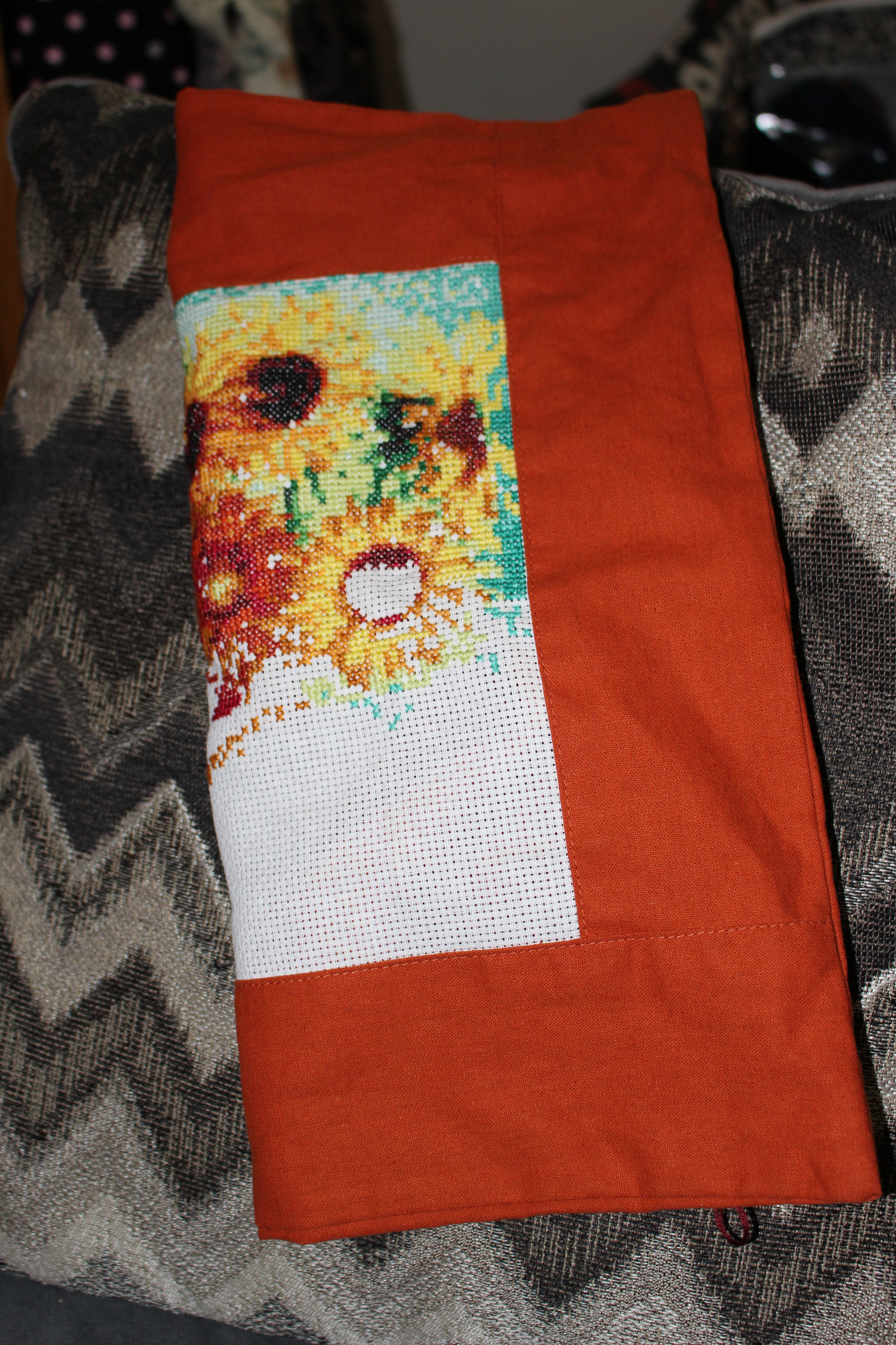 sunflower pillow progress 2