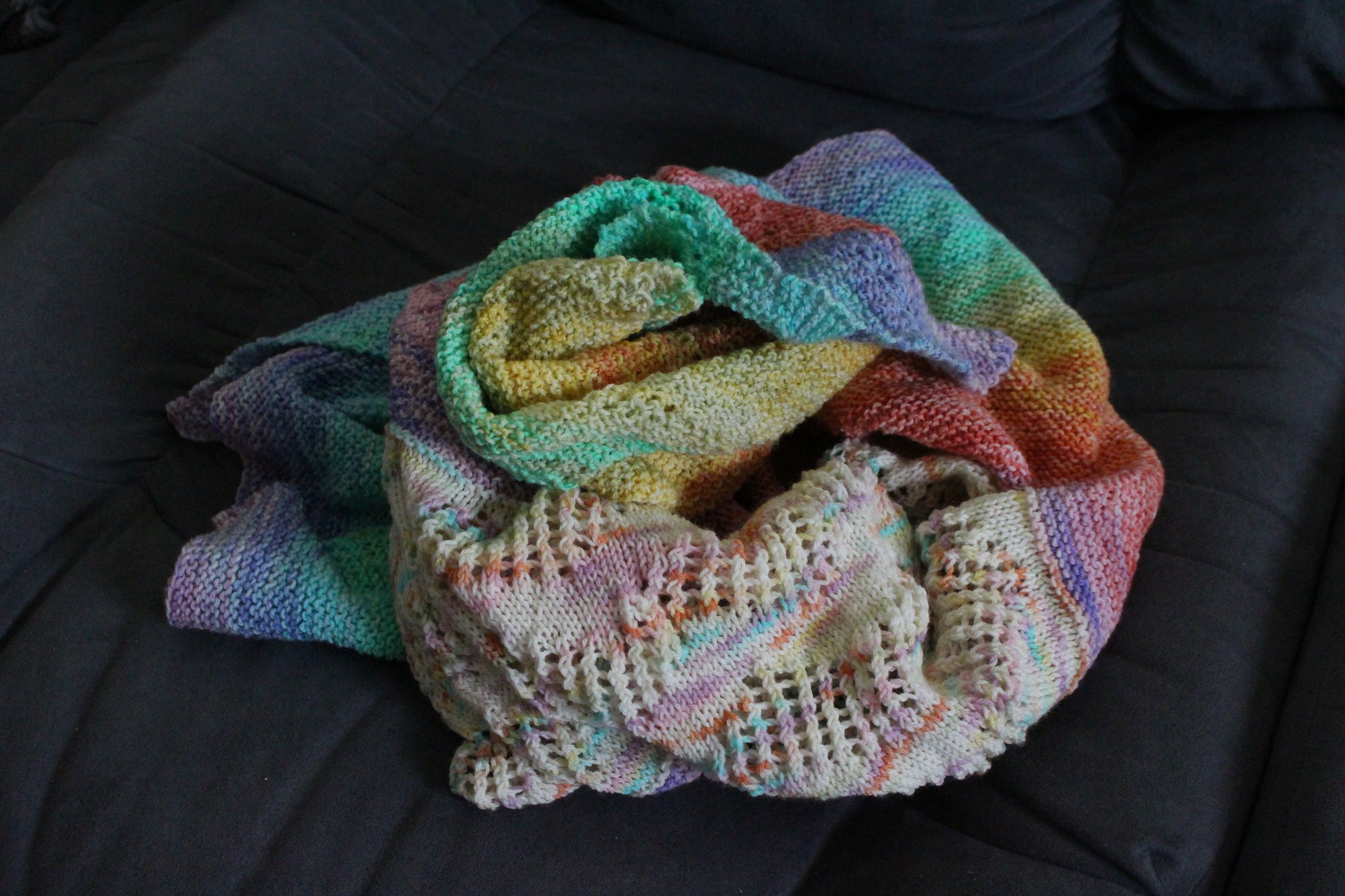 Rainbow of Hope shawl finished